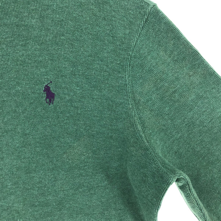 Ralph Lauren POLO by Ralph Lauren Cotton Knit Half Zip Sweater Men's S cotton green type Vintage Second Hand