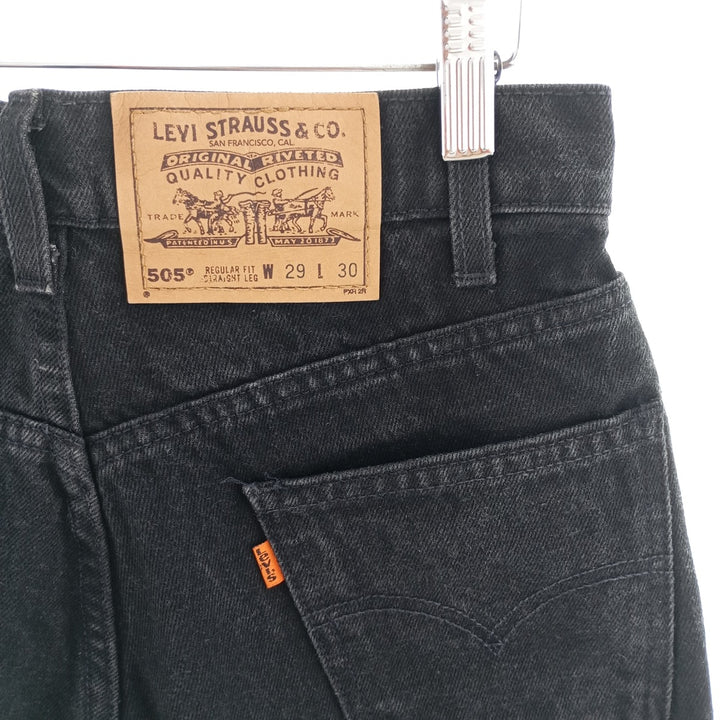 90'S Levi's 505 REGULAR FIT STRAIGHT LEG black denim tapered denim pants for men, size w29 / eaa401143