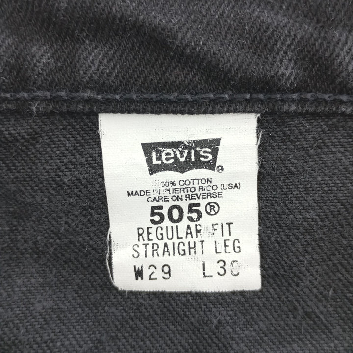 90'S Levi's 505 REGULAR FIT STRAIGHT LEG black denim tapered denim pants for men, size w29 / eaa401143