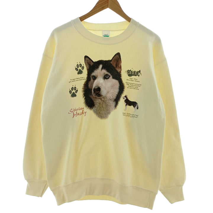 90'S YURI Dog print sweatshirt, sweatshirt, made in USA, men's size L, vintage /eaa401156