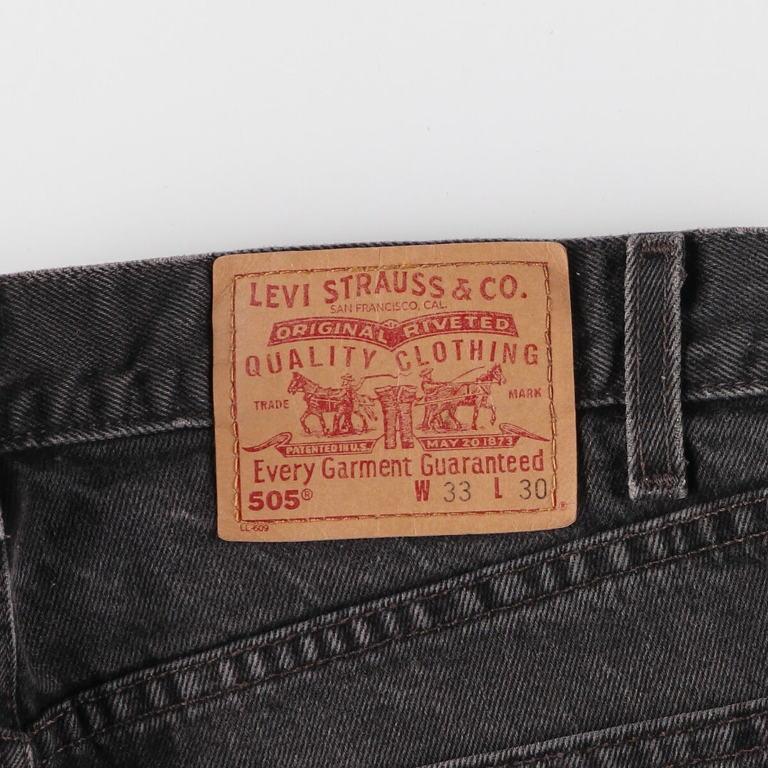 90'S Levi's 505 REGULAR FIT STRAIGHT LEG black denim tapered denim pants men's w32 equivalent vintage /eaa401261