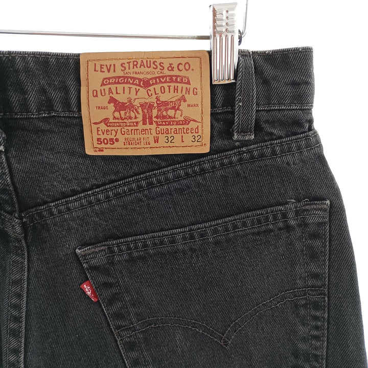 Levi's 505 REGULAR FIT STRAIGHT LEG black denim tapered denim pants for men, size W32 / eaa401315