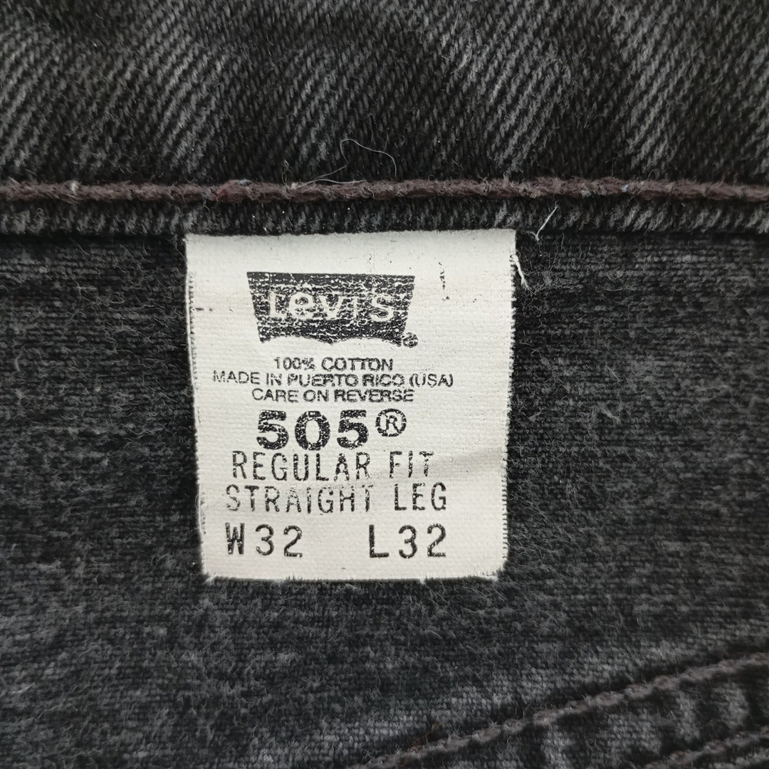 Levi's 505 REGULAR FIT STRAIGHT LEG black denim tapered denim pants for men, size W32 / eaa401315