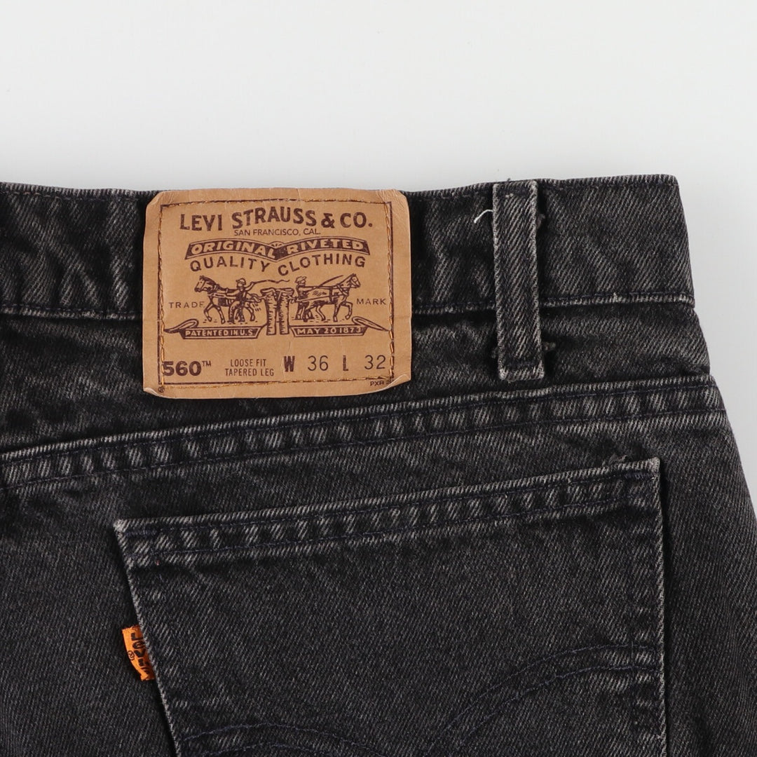 90'S Levi's 560 LOOSE FIT TAPERED LEG Black Denim Tapered Denim Pants Made in USA Men's W36 / eaa401331