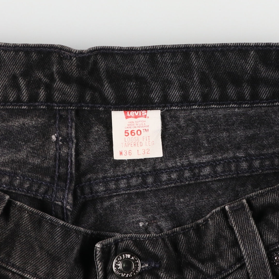 90'S Levi's 560 LOOSE FIT TAPERED LEG Black Denim Tapered Denim Pants Made in USA Men's W36 / eaa401331