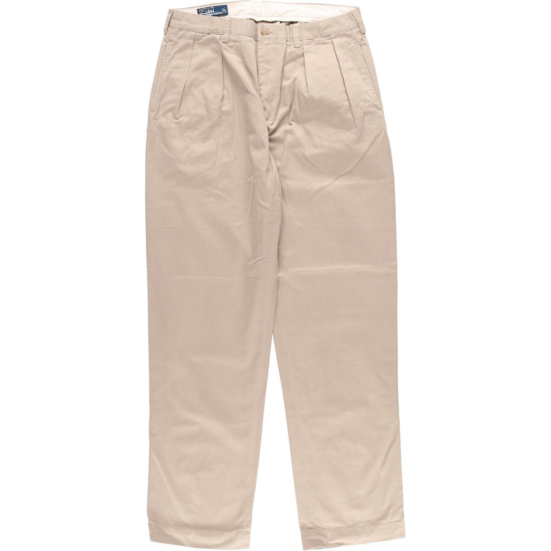 Ralph Lauren POLO by Ralph Lauren Two-pleat Chino Pants for Men, W34 equivalent cotton Beige type Vintage Second Hand