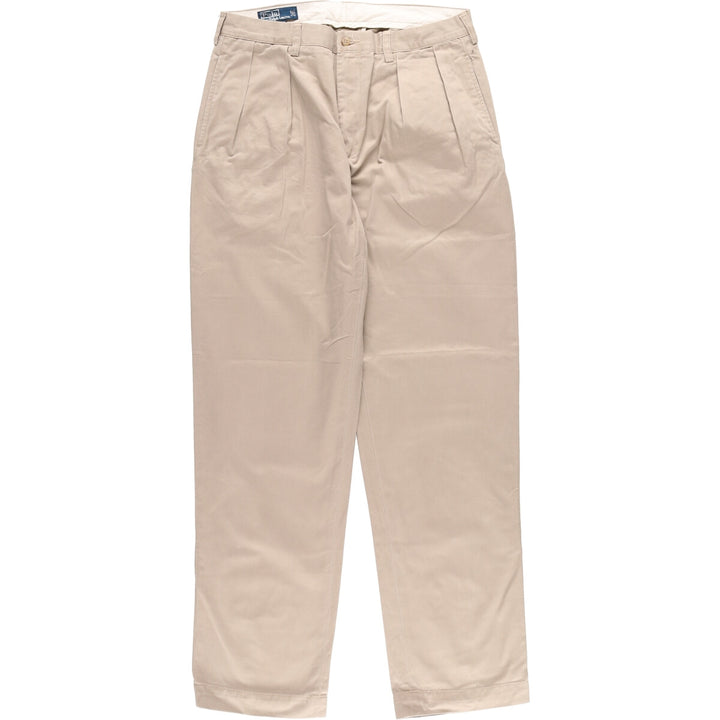 Ralph Lauren POLO by Ralph Lauren Two-pleat Chino Pants for Men, W34 equivalent cotton Beige type Vintage Second Hand