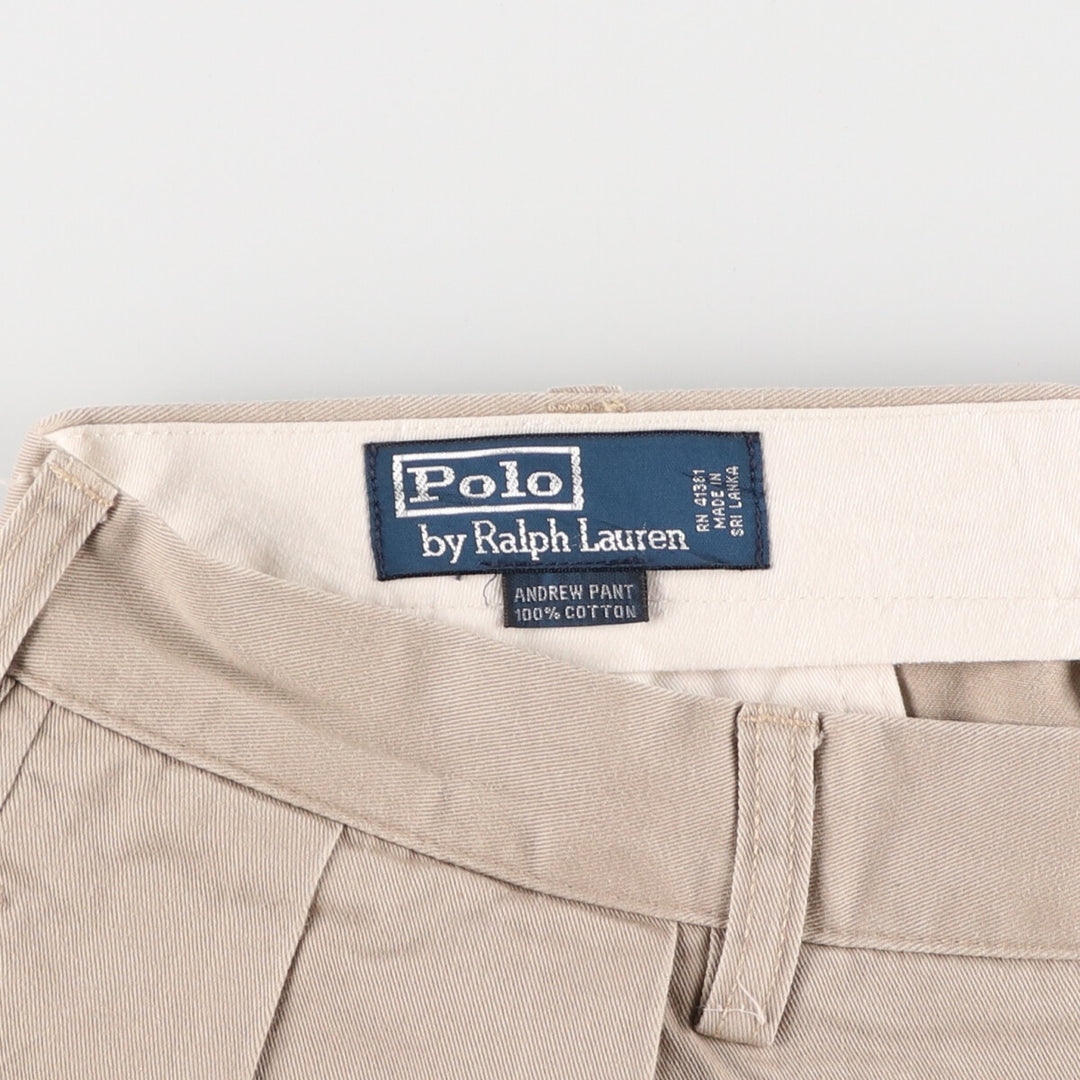 Ralph Lauren POLO by Ralph Lauren Two-pleat Chino Pants for Men, W34 equivalent cotton Beige type Vintage Second Hand