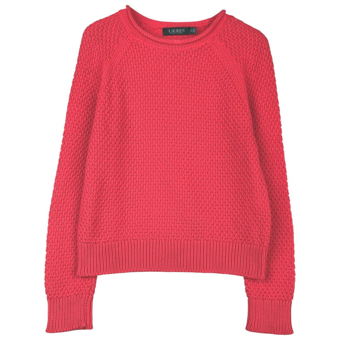 Ralph Lauren LAUREN Roll Neck Cotton Knit Sweater, Women's Size S (approx.) cotton red type Vintage Second Hand