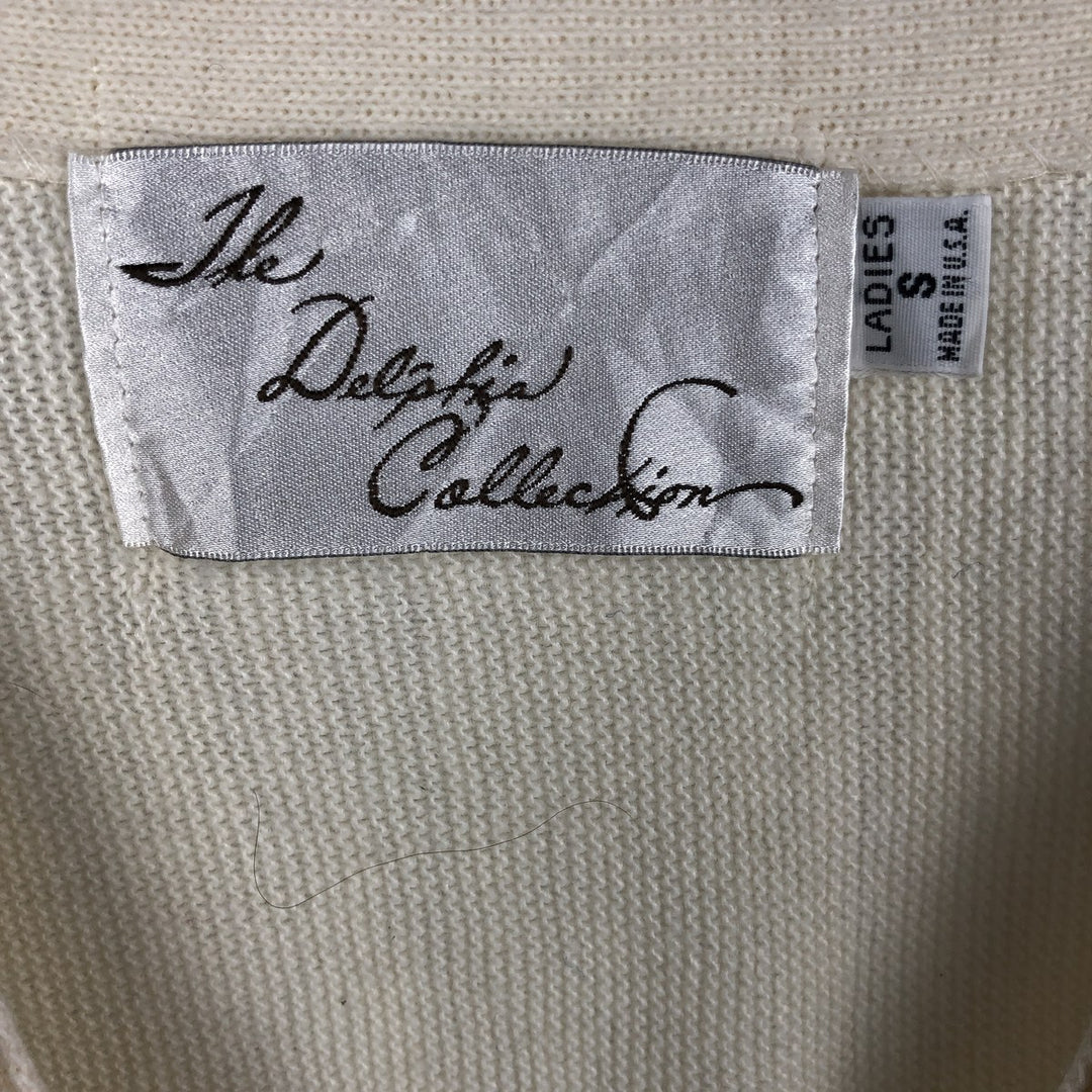 The Delphia Collection Acrylic Knit Cardigan, Made in USA, Women's Size S acrylic pale white type Vintage Second Hand