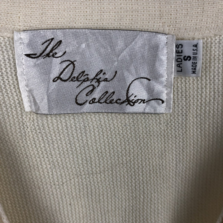 The Delphia Collection Acrylic Knit Cardigan, Made in USA, Women's Size S acrylic pale white type Vintage Second Hand