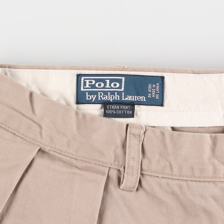 Ralph Lauren POLO by Ralph Lauren Two-pleat Chino Pants for Men, W36 cotton beige type brown Vintage Second Hand