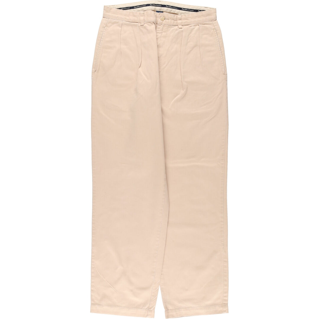 Ralph Lauren POLO by Ralph Lauren Two-pleat Chino Pants for Men, W31 equivalent cotton Beige type Vintage Second Hand