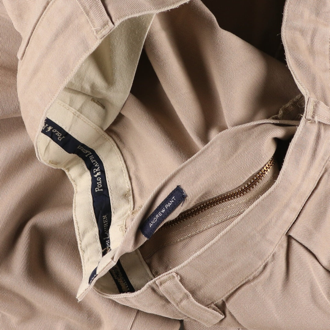 Ralph Lauren POLO RALPH LAUREN Two-pleat chino pants for men, size W34 cotton Beige type Vintage Second Hand