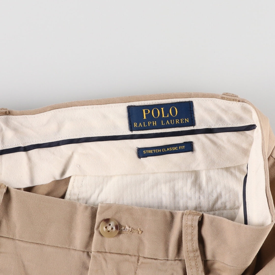 Ralph Lauren POLO RALPH LAUREN STRETCH CLASSIC FIT CHINO PANTS, MEN'S, SIZE 34 (equivalent to W34) cotton Beige type Vintage Second Hand