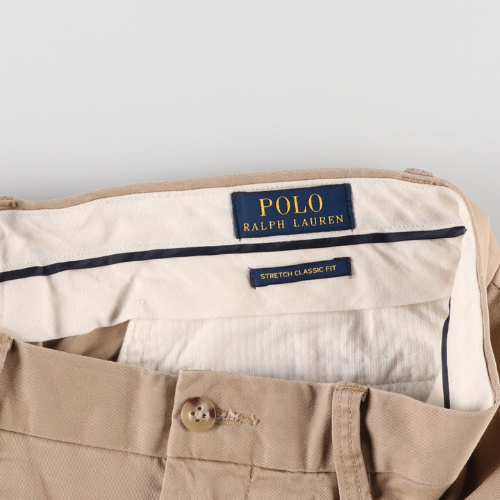 Ralph Lauren POLO RALPH LAUREN STRETCH CLASSIC FIT CHINO PANTS, MEN'S, SIZE 34 (equivalent to W34) cotton Beige type Vintage Second Hand