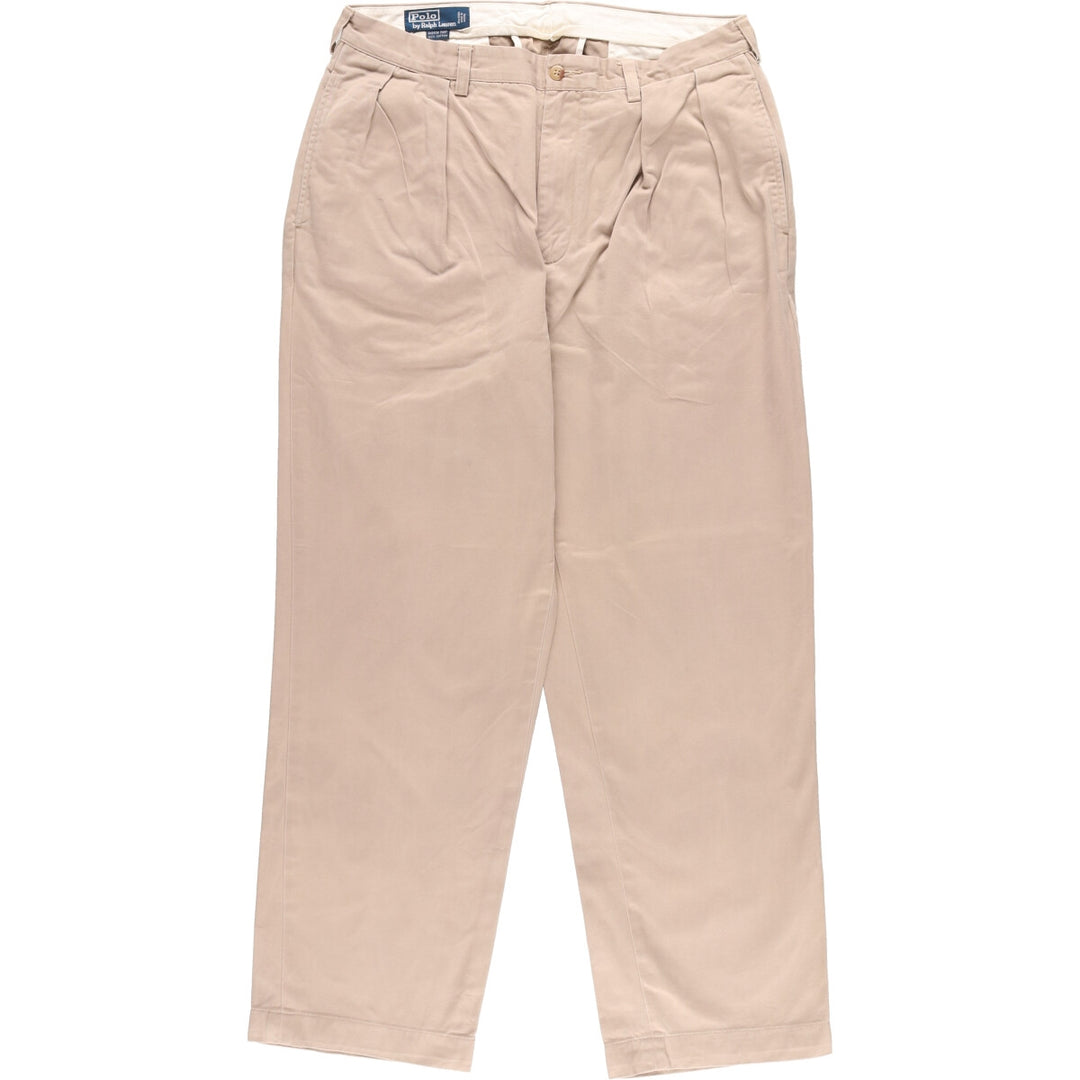 Ralph Lauren POLO by Ralph Lauren Two-pleat Chino Pants for Men, W34 equivalent cotton Beige type Vintage Second Hand