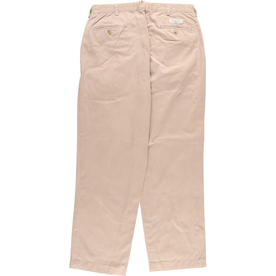 Ralph Lauren POLO by Ralph Lauren Two-pleat Chino Pants for Men, W34 equivalent cotton Beige type Vintage Second Hand