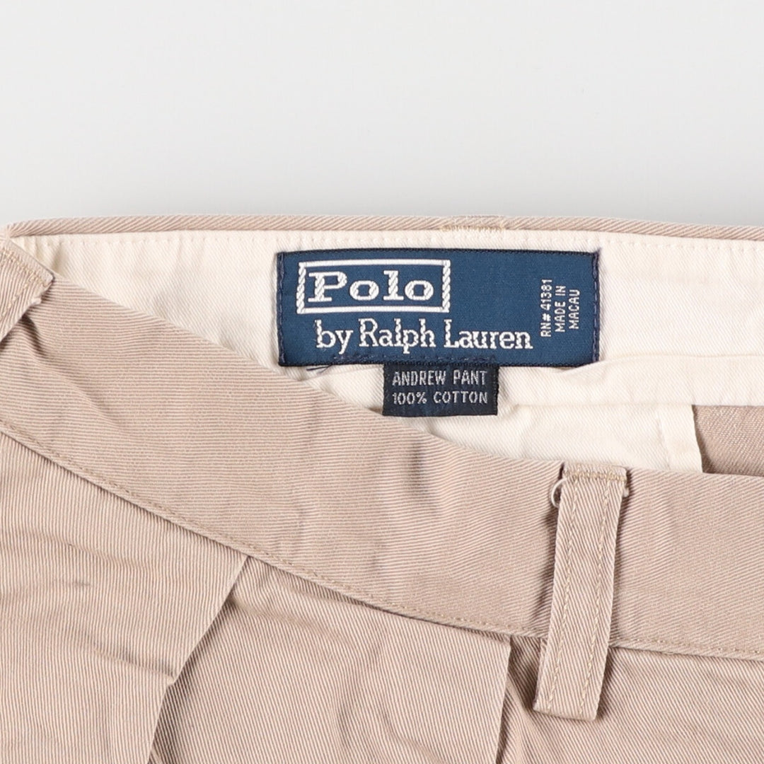 Ralph Lauren POLO by Ralph Lauren Two-pleat Chino Pants for Men, W34 equivalent cotton Beige type Vintage Second Hand