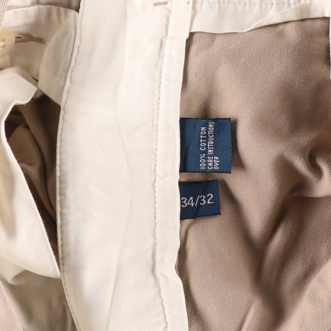 Ralph Lauren POLO by Ralph Lauren Two-pleat Chino Pants for Men, W34 equivalent cotton Beige type Vintage Second Hand