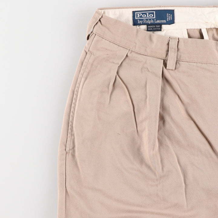 Ralph Lauren POLO by Ralph Lauren Two-pleat Chino Pants for Men, W34 equivalent cotton Beige type Vintage Second Hand