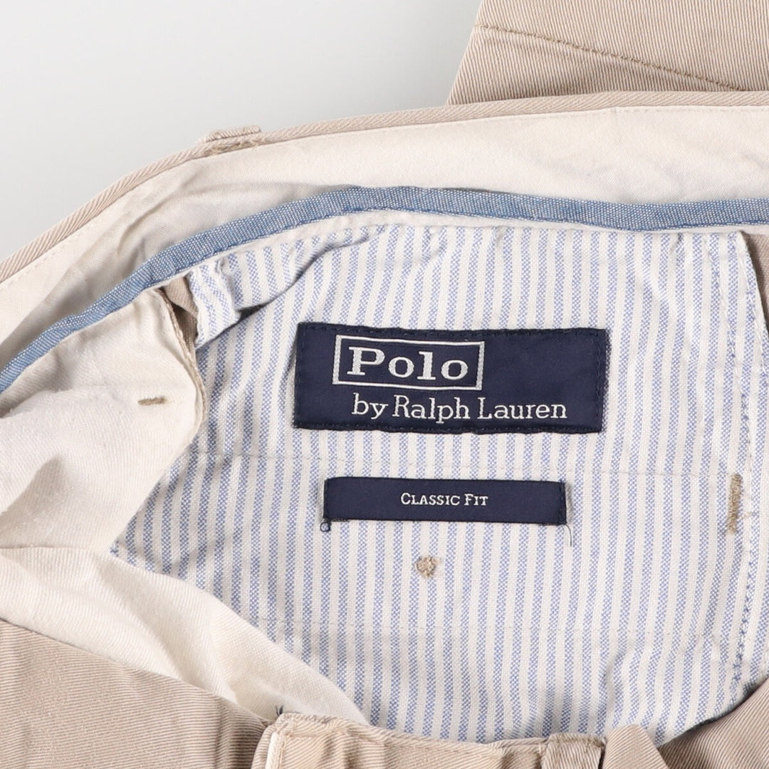 Ralph Lauren POLO by Ralph Lauren Classic Fit Two-Pleated Chino Pants, Men's, Size W32 cotton beige type brown Vintage Second Hand