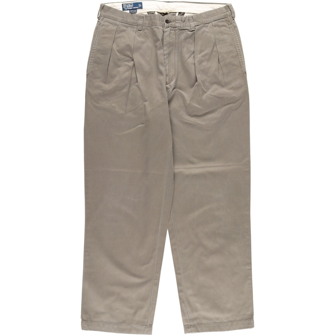 Ralph Lauren POLO by Ralph Lauren Two-pleat Chino Pants for Men, W34 equivalent cotton Khaki type Vintage Second Hand