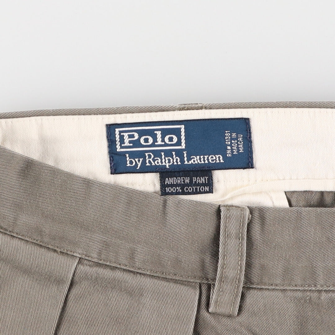 Ralph Lauren POLO by Ralph Lauren Two-pleat Chino Pants for Men, W34 equivalent cotton Khaki type Vintage Second Hand