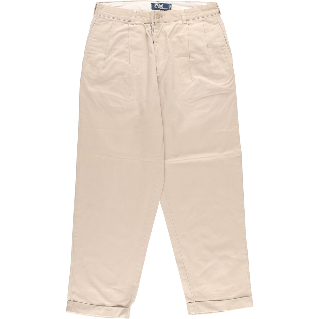 Ralph Lauren POLO by Ralph Lauren Two-pleat Chino Pants for Men, W34 equivalent cotton Beige type Vintage Second Hand