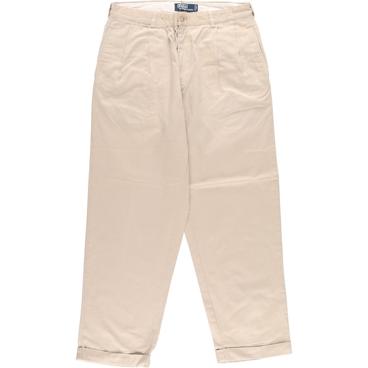 Ralph Lauren POLO by Ralph Lauren Two-pleat Chino Pants for Men, W34 equivalent cotton Beige type Vintage Second Hand