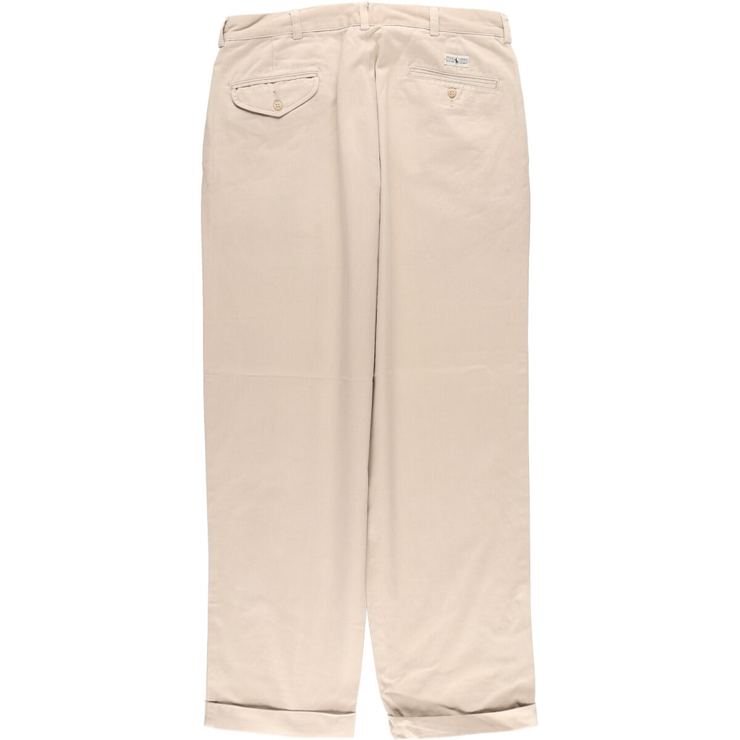 Ralph Lauren POLO by Ralph Lauren Two-pleat Chino Pants for Men, W34 equivalent cotton Beige type Vintage Second Hand