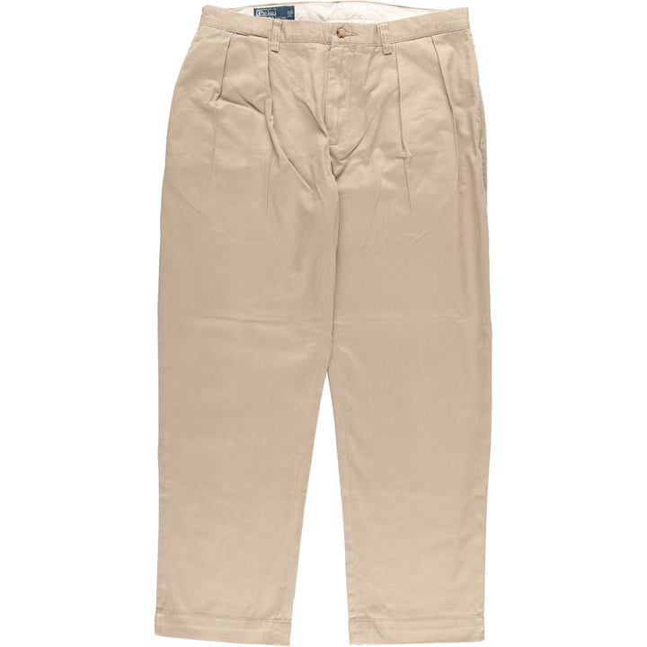 Ralph Lauren POLO by Ralph Lauren Two-pleat Chino Pants for Men, W35 cotton beige type brown Vintage Second Hand