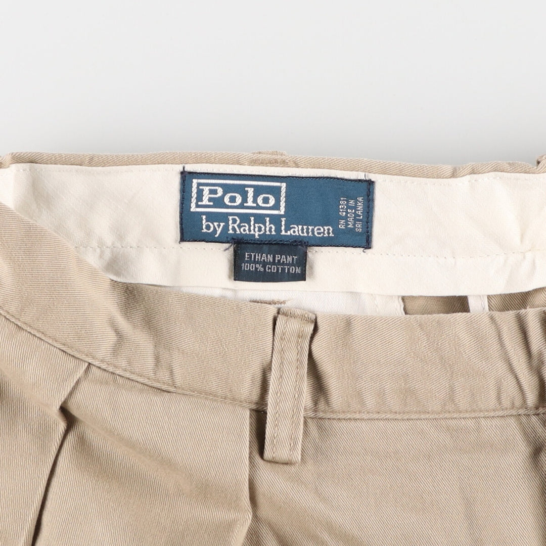 Ralph Lauren POLO by Ralph Lauren Two-pleat Chino Pants for Men, W35 cotton beige type brown Vintage Second Hand