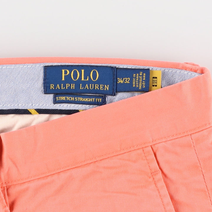 Ralph Lauren POLO RALPH LAUREN STRETCH STRAIGHT FIT CHINO PANTS, Men's, Size W36 cotton coral Vintage Second Hand