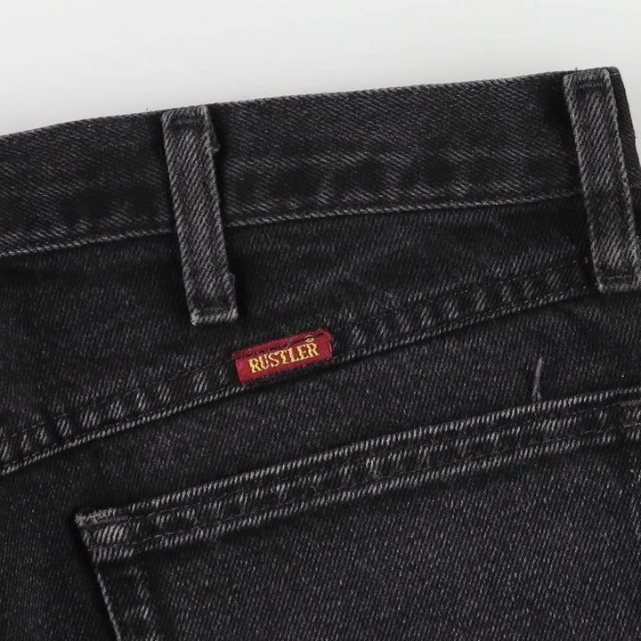 Rustler Black Denim Straight Denim Pants for Men, W34 equivalent cotton black type Vintage Second Hand