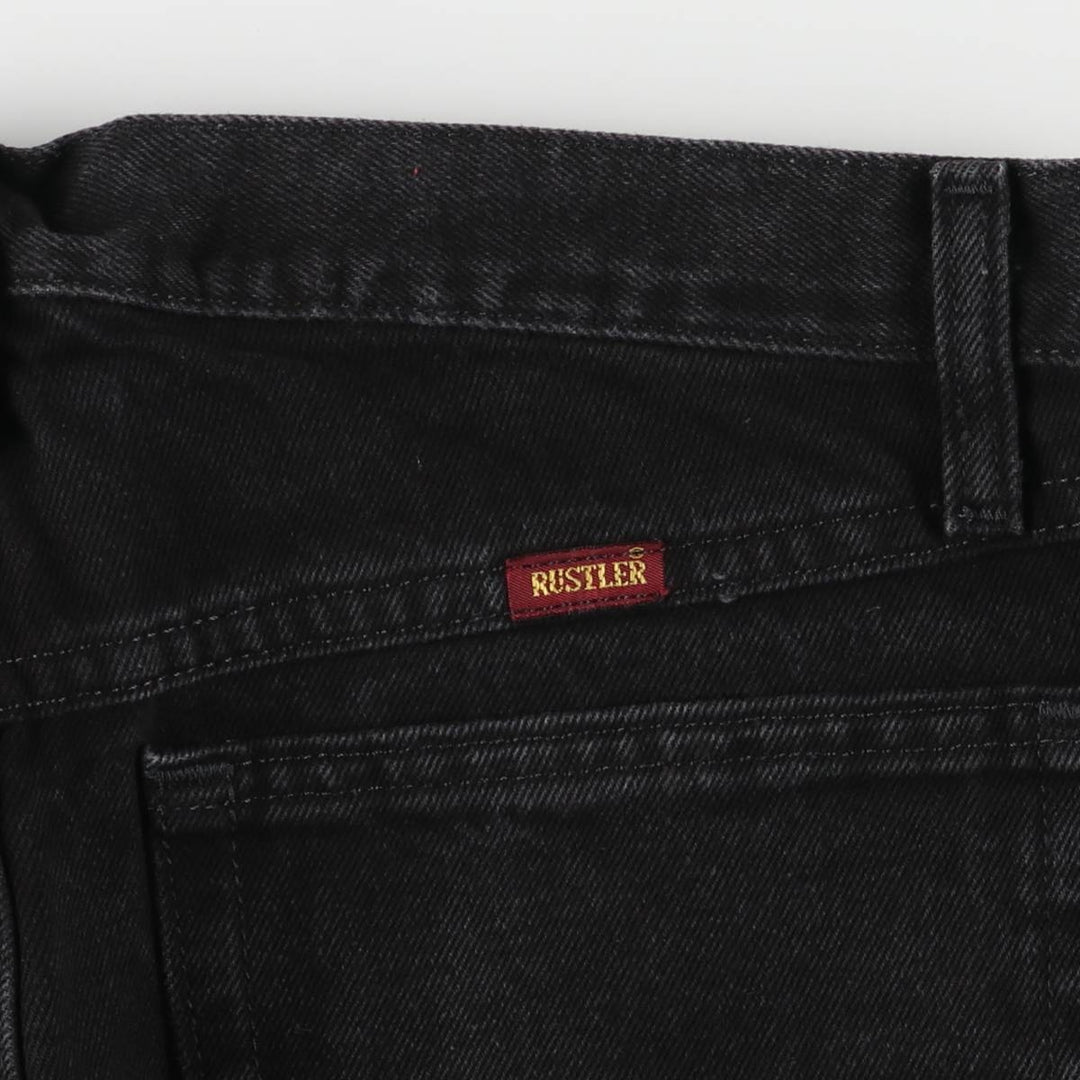 Rustler Black Denim Straight Denim Pants for Men, W32 equivalent cotton black type Vintage Second Hand