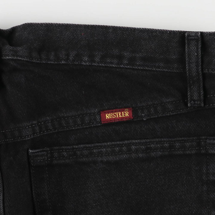 Rustler Black Denim Straight Denim Pants for Men, W32 equivalent cotton black type Vintage Second Hand