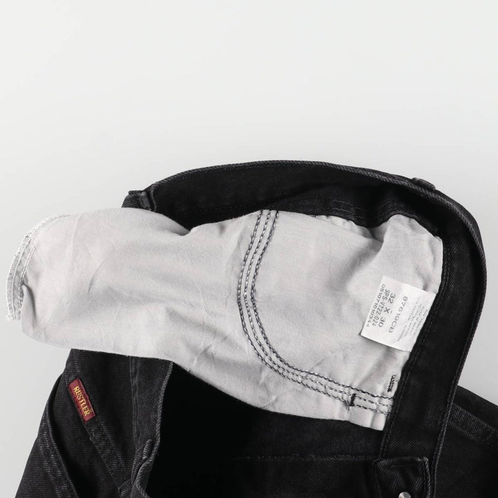 Rustler Black Denim Straight Denim Pants for Men, W32 equivalent cotton black type Vintage Second Hand