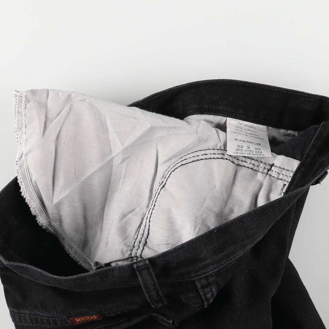 Rustler Black Denim Straight Denim Pants for Men, W32 equivalent cotton black type Vintage Second Hand