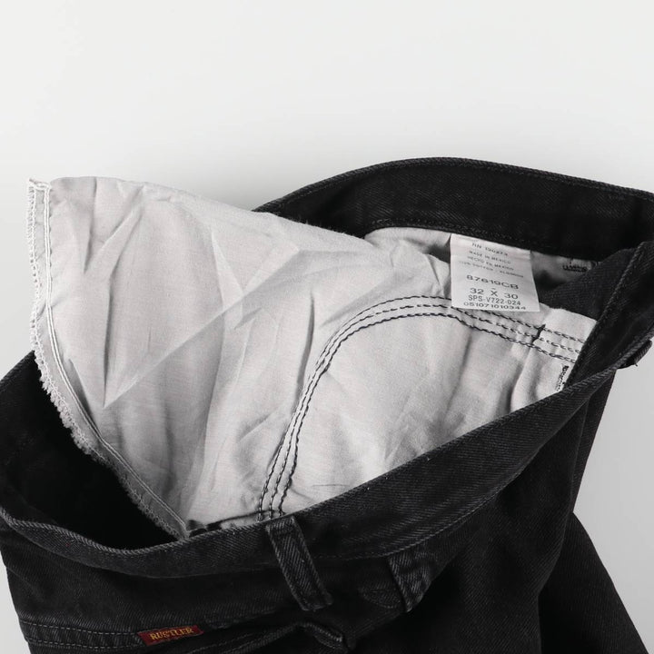 Rustler Black Denim Straight Denim Pants for Men, W32 equivalent cotton black type Vintage Second Hand