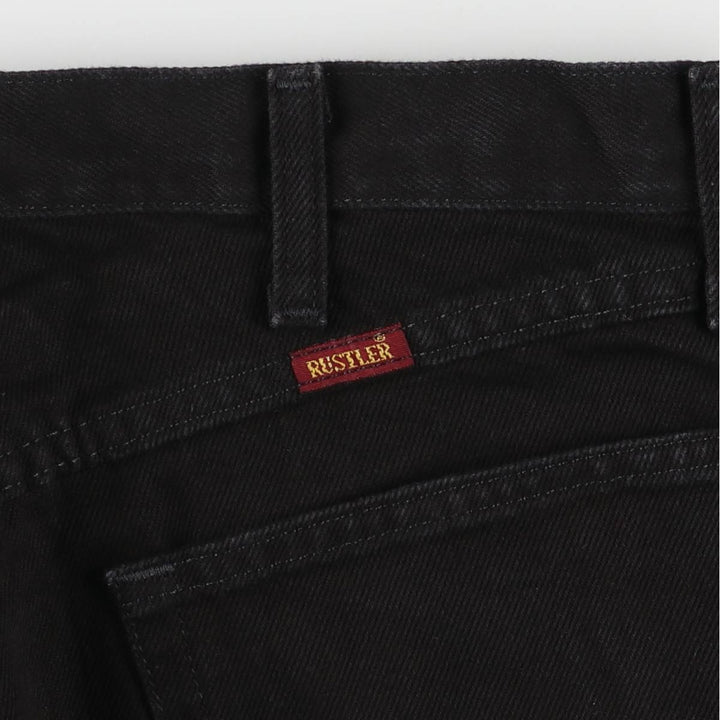 Rustler Black Denim Straight Denim Pants for Men, W34 equivalent cotton black type Vintage Second Hand