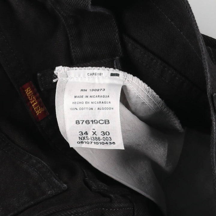 Rustler Black Denim Straight Denim Pants for Men, W34 equivalent cotton black type Vintage Second Hand