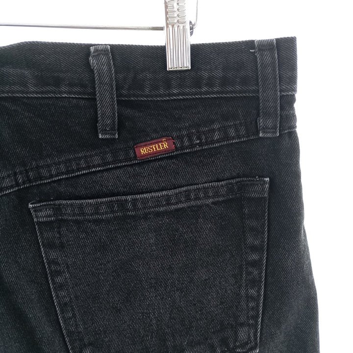 Rustler Black Denim Straight Denim Pants for Men, W35 equivalent cotton black type Vintage Second Hand