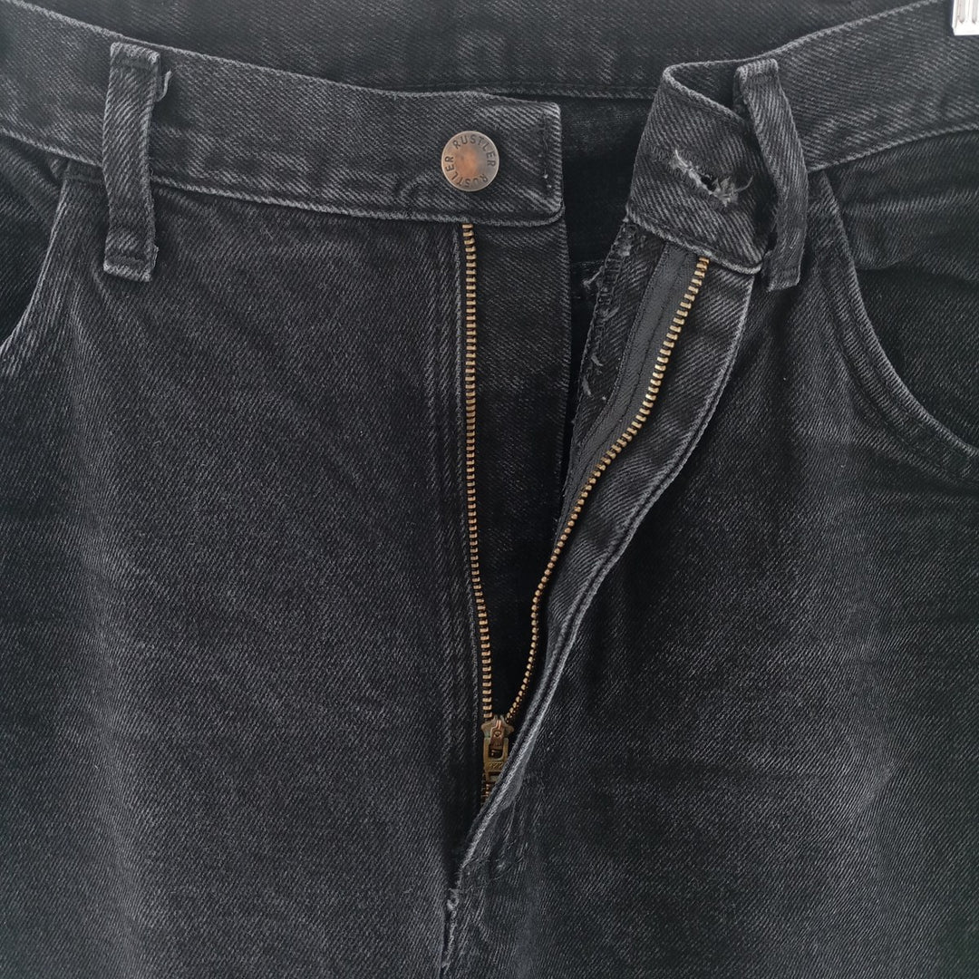 Rustler Black Denim Straight Denim Pants for Men, W35 equivalent cotton black type Vintage Second Hand