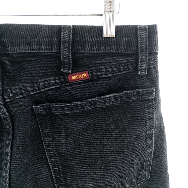 Rustler Black Denim Straight Denim Pants for Men, W33 equivalent cotton black type Vintage Second Hand