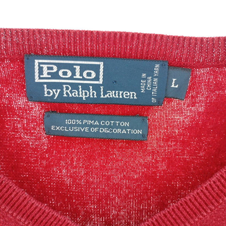 Ralph Lauren POLO by Ralph Lauren V-neck Pima cotton knit vest, men's L size / eaa402413