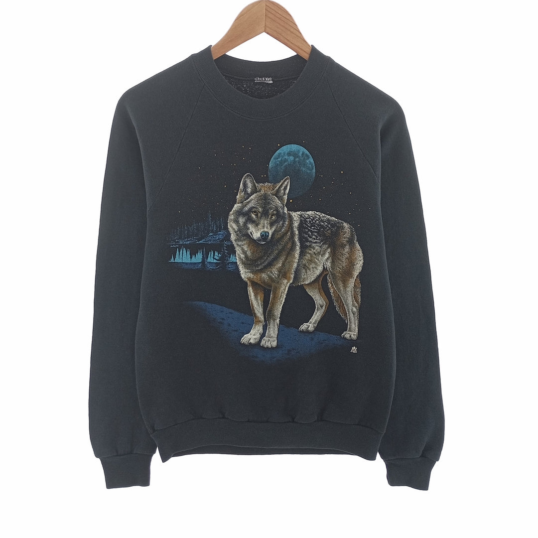 Wolf Pattern Animal Sweatshirt Trainer Men's S Size Vintage /eaa402458