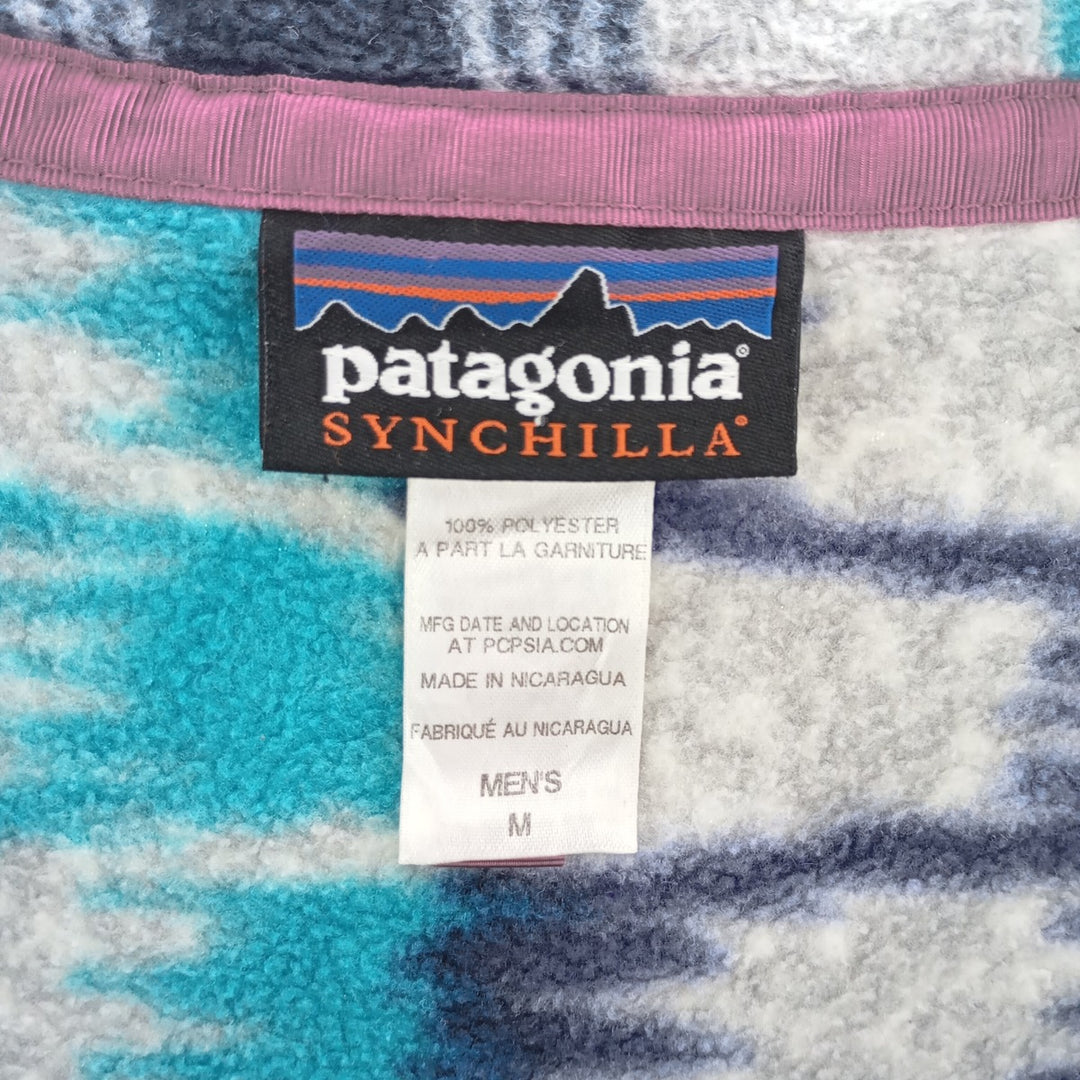 Patagonia Lightweight Synchilla Snap T 25580SP14 All-over print half-snap fleece pullover, men's M size /eaa402625