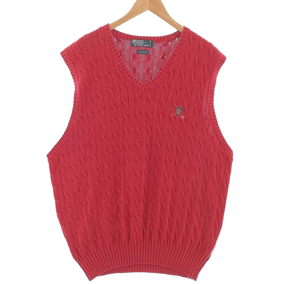 Ralph Lauren POLO by Ralph Lauren Cable Knit V-Neck Cotton Knit Vest Men's XXL / eaa402799