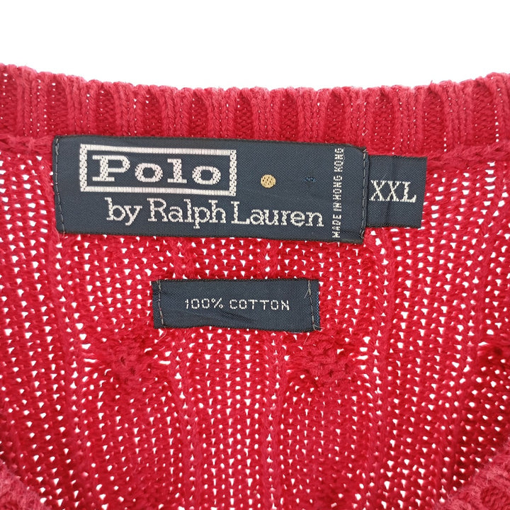 Ralph Lauren POLO by Ralph Lauren Cable Knit V-Neck Cotton Knit Vest Men's XXL / eaa402799